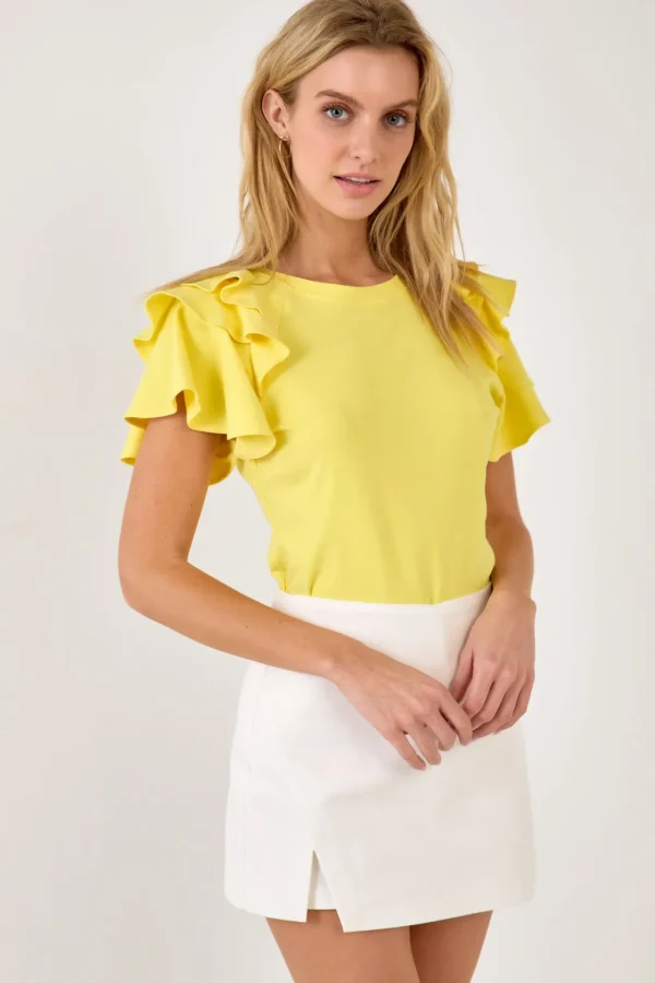 ENGLISH FACTORY Tops*- Shoulder Ruffle Top
