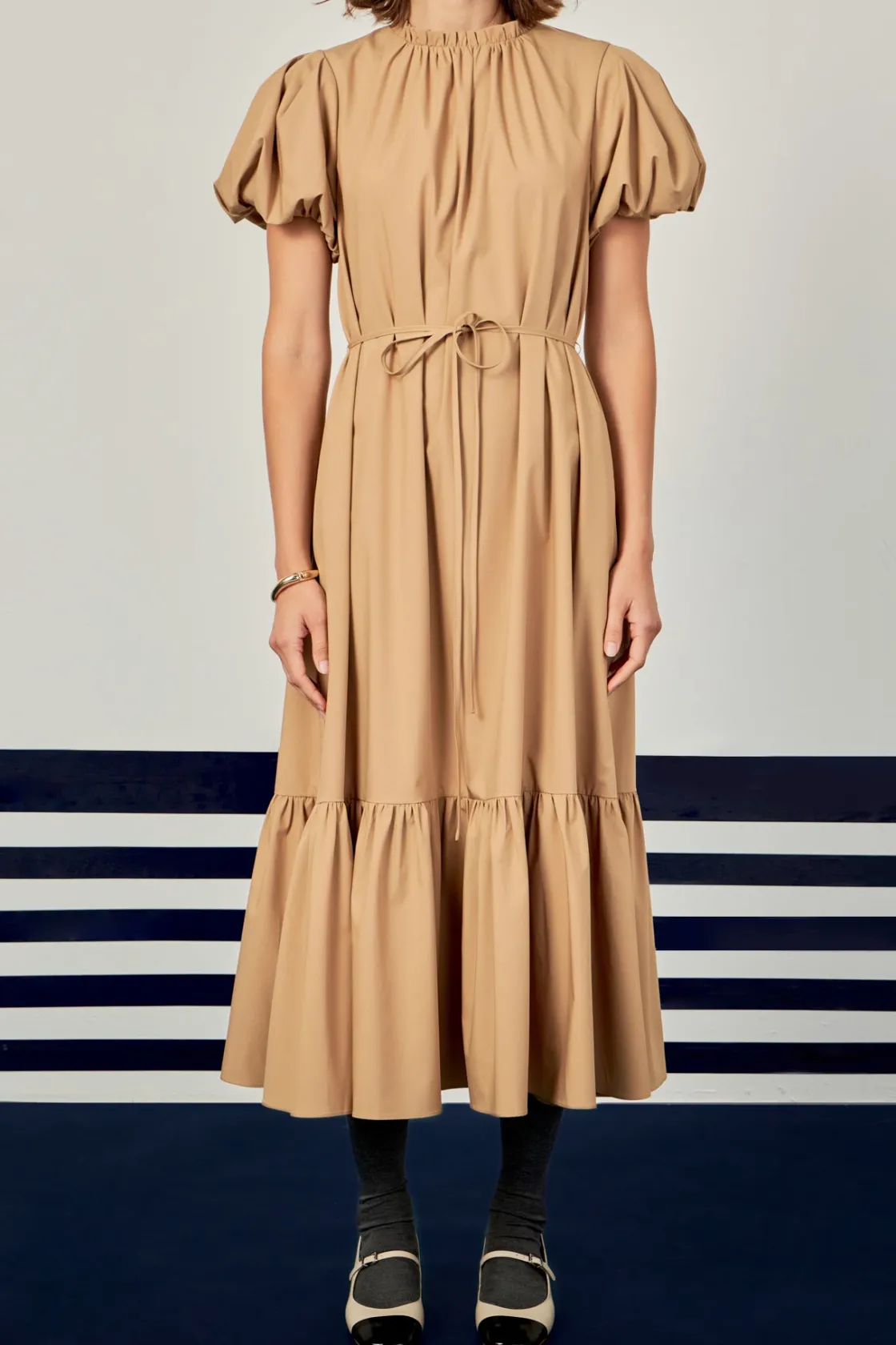 english_factory__skinny_b_0.webp ENGLISH FACTORY Tops*- Skinny Belted Midi Dress CAMEL