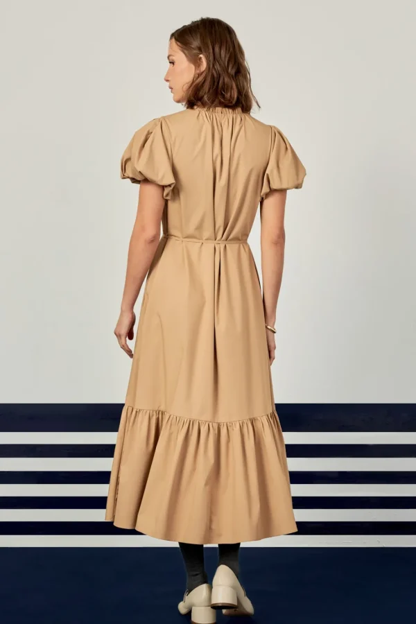 ENGLISH FACTORY Tops*- Skinny Belted Midi Dress CAMEL