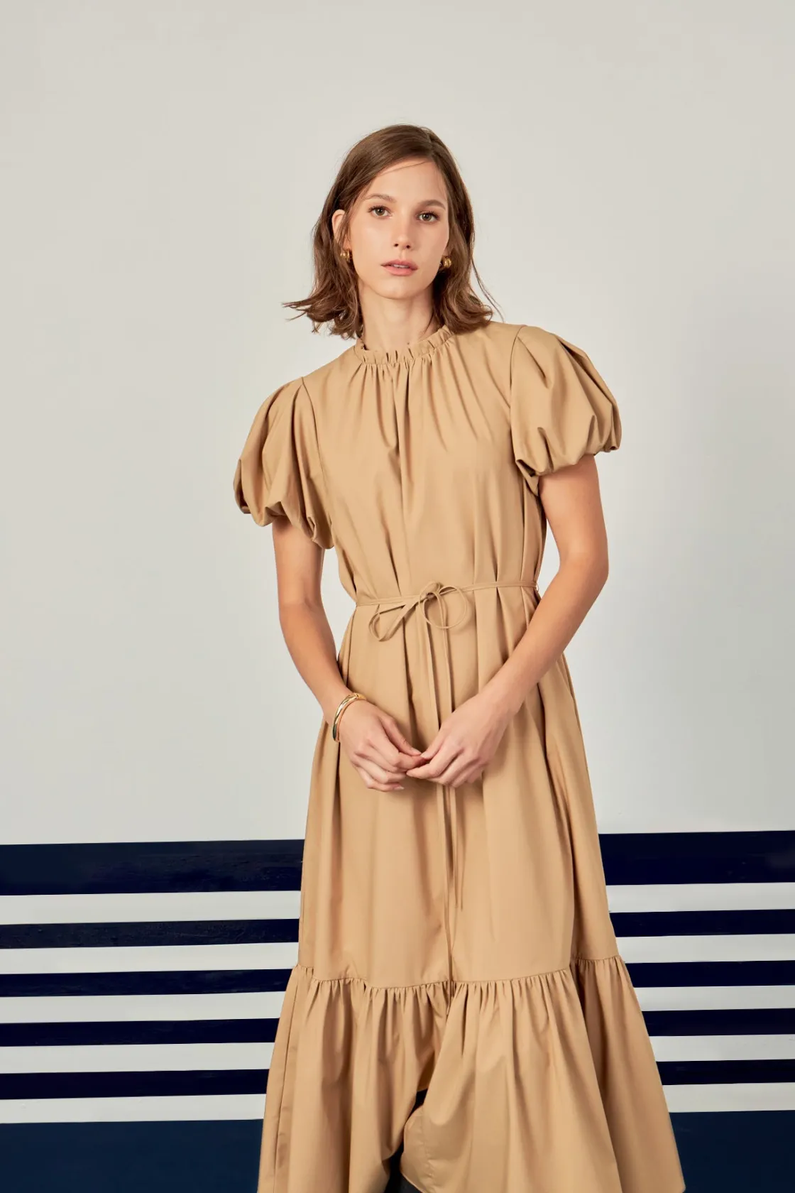 english_factory__skinny_b_3.webp ENGLISH FACTORY Tops*- Skinny Belted Midi Dress CAMEL