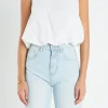 ENGLISH FACTORY Tops*- Sleeveless Bubble Cropped Top WHITE