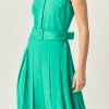 ENGLISH FACTORY Tops*- Sleeveless Pleated Midi Dress KELLYGREEN