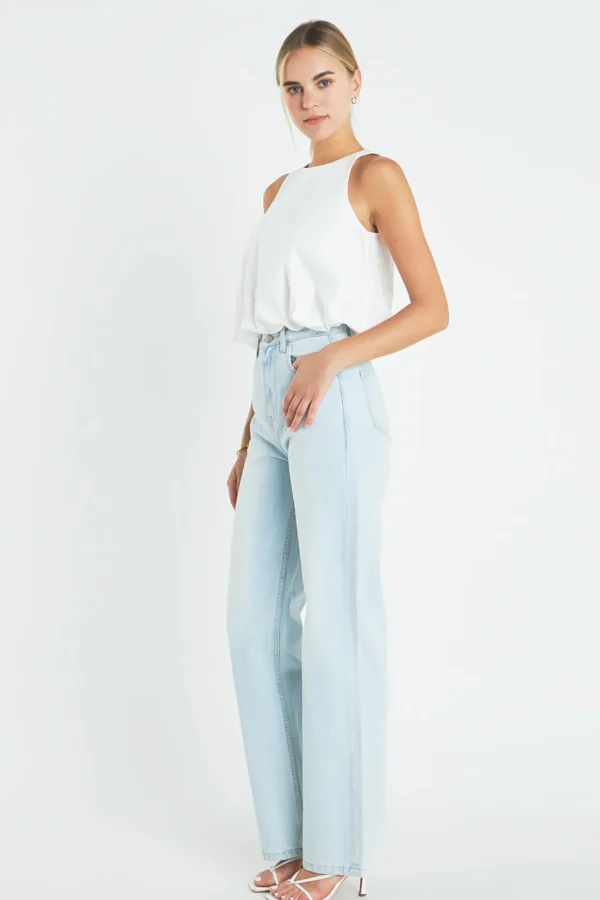 ENGLISH FACTORY Tops*- Sleeveless Bubble Cropped Top WHITE