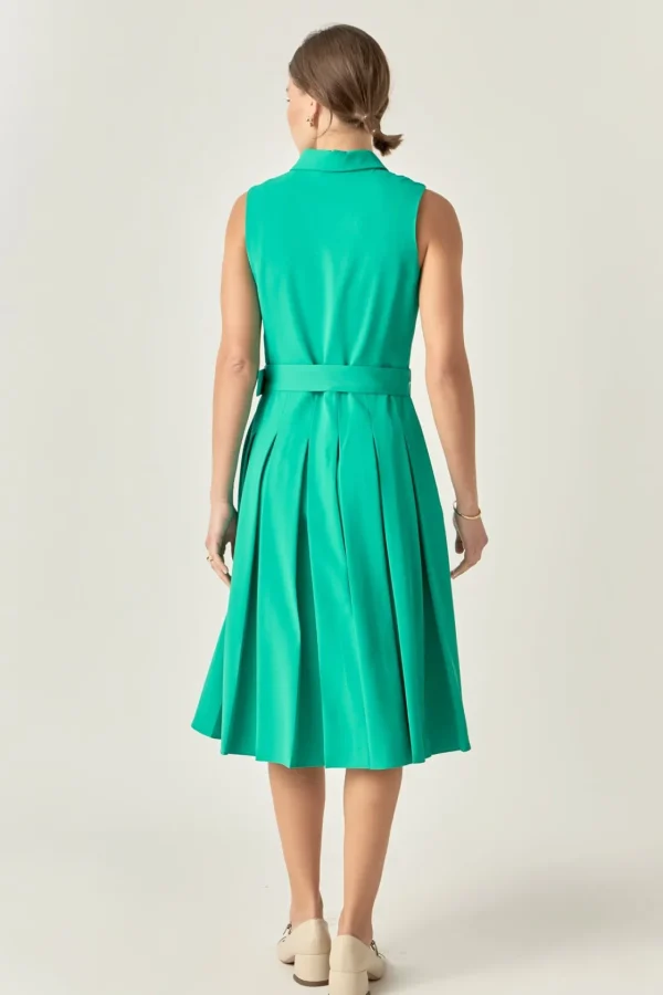 ENGLISH FACTORY Tops*- Sleeveless Pleated Midi Dress KELLYGREEN