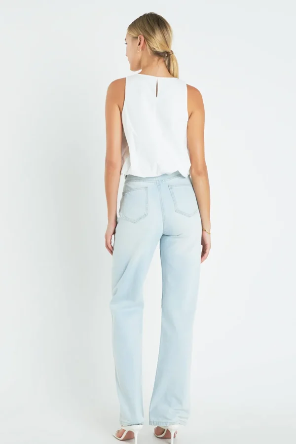 ENGLISH FACTORY Tops*- Sleeveless Bubble Cropped Top WHITE