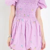 ENGLISH FACTORY Tops*- Smocked Dress with Balloon Sleeves