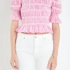 ENGLISH FACTORY Tops*- Smocked Gingham Top PINK