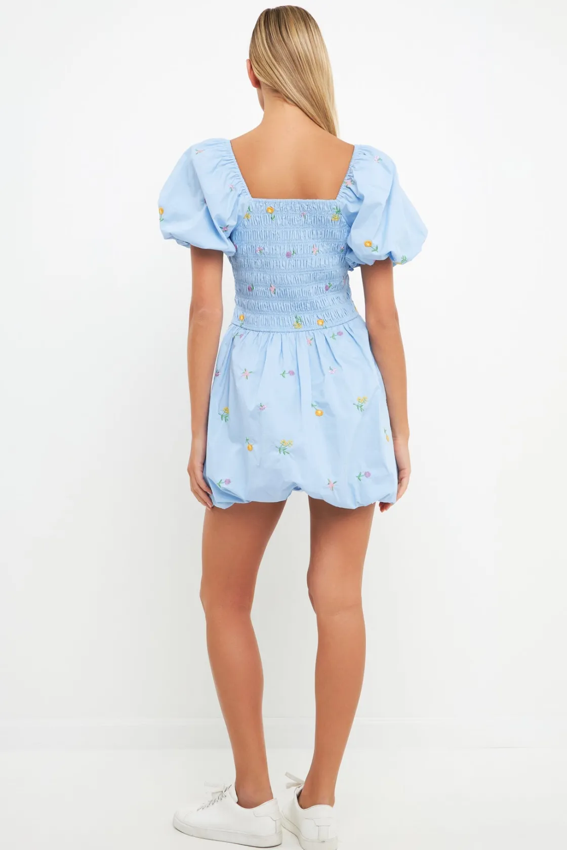 english_factory__smocked__12.webp ENGLISH FACTORY Tops*- Smocked Dress with Balloon Sleeves