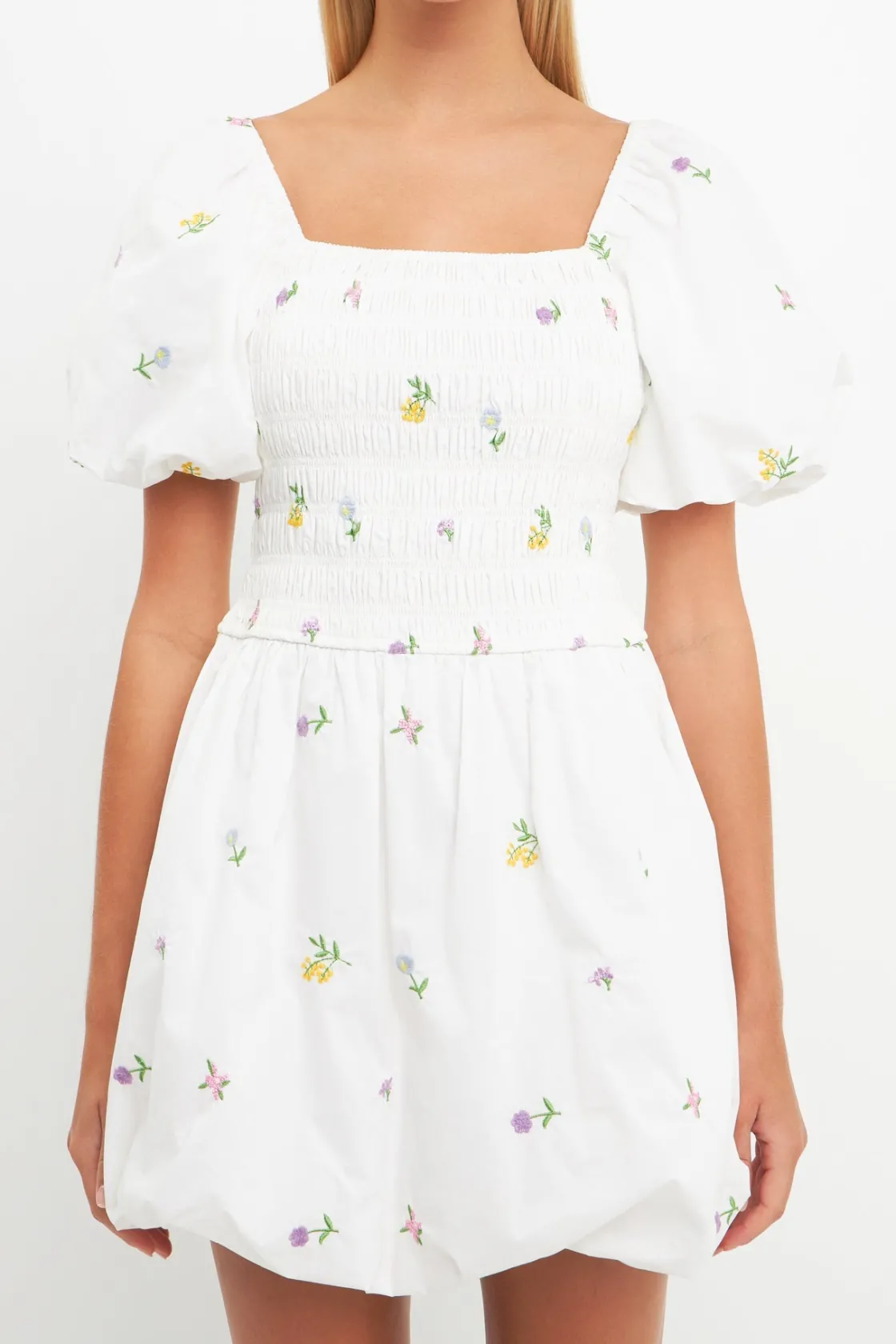 english_factory__smocked__15.webp ENGLISH FACTORY Tops*- Smocked Dress with Balloon Sleeves