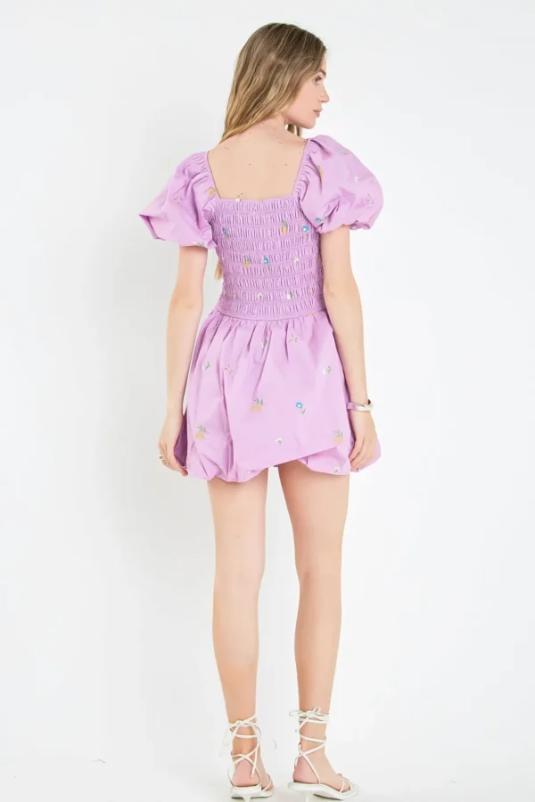 ENGLISH FACTORY Tops*- Smocked Dress with Balloon Sleeves
