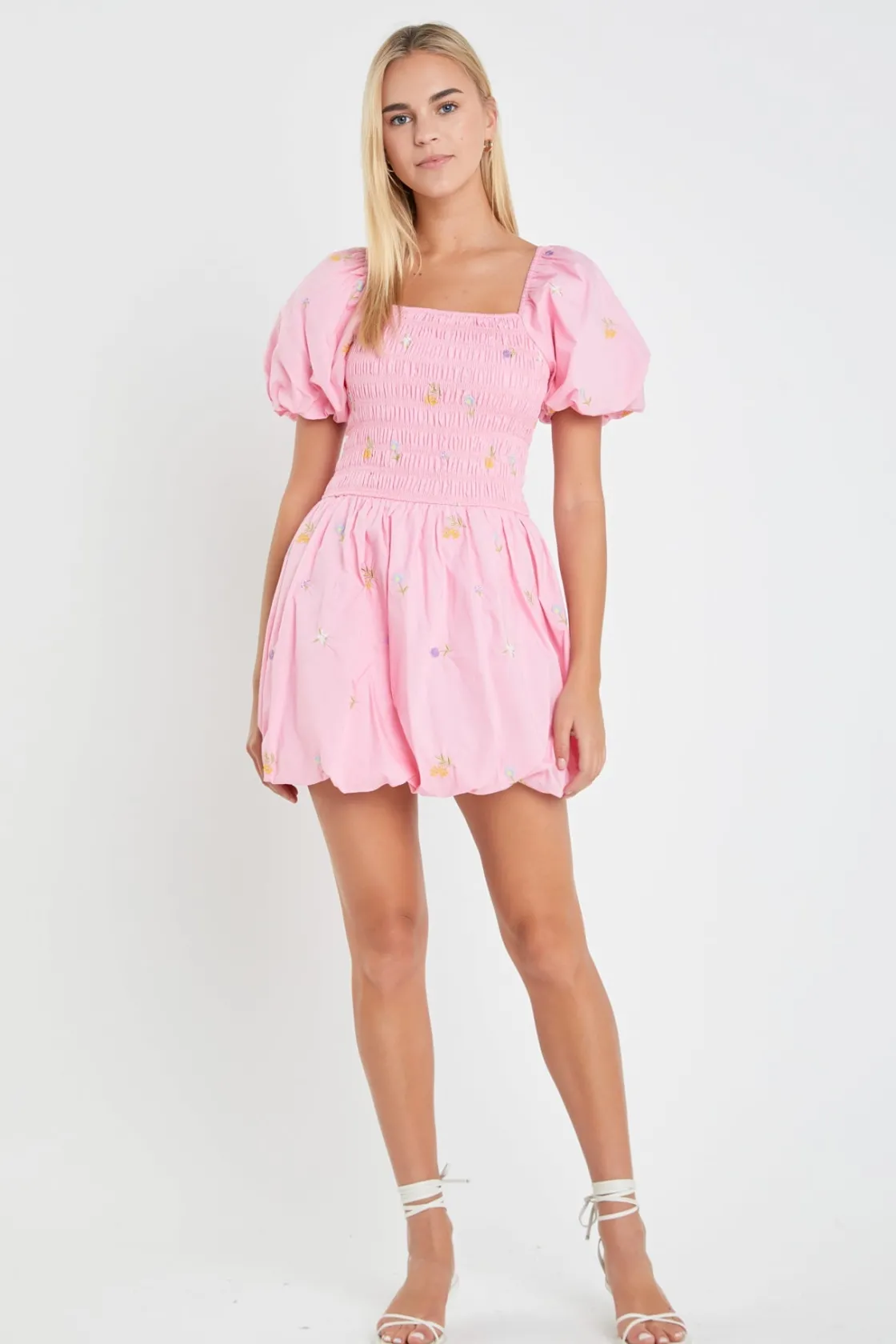 english_factory__smocked__4.webp ENGLISH FACTORY Tops*- Smocked Dress with Balloon Sleeves