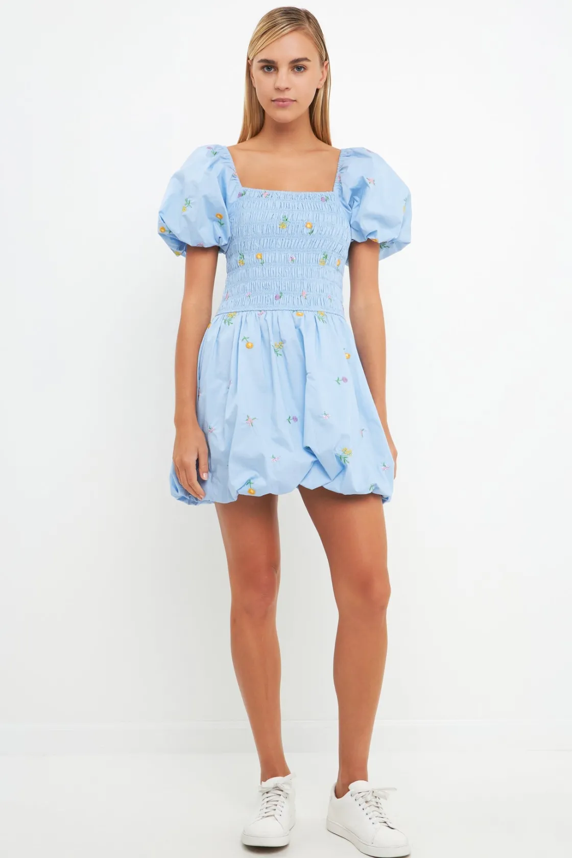 english_factory__smocked__9.webp ENGLISH FACTORY Tops*- Smocked Dress with Balloon Sleeves