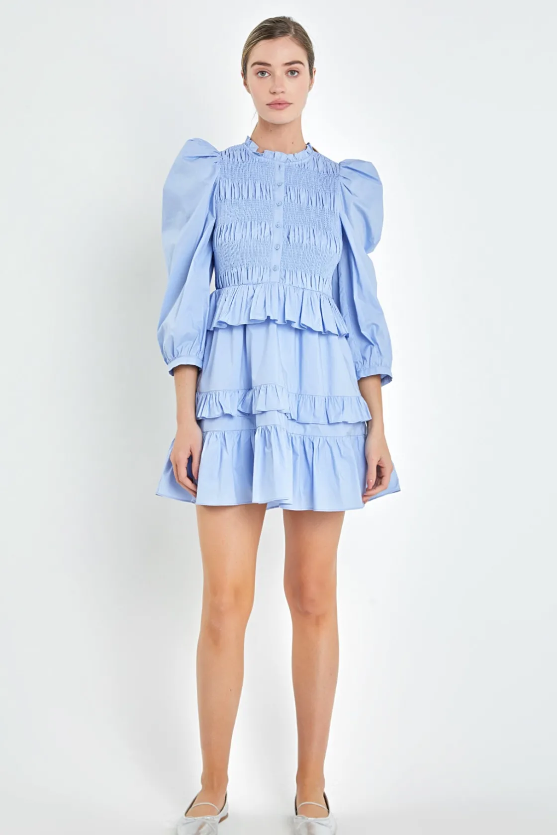 english_factory__smocking_14.webp ENGLISH FACTORY Tops*- Smocking Detail Mini Dress