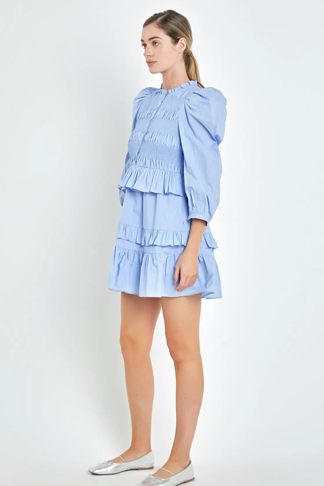 english_factory__smocking_17.webp ENGLISH FACTORY Tops*- Smocking Detail Mini Dress