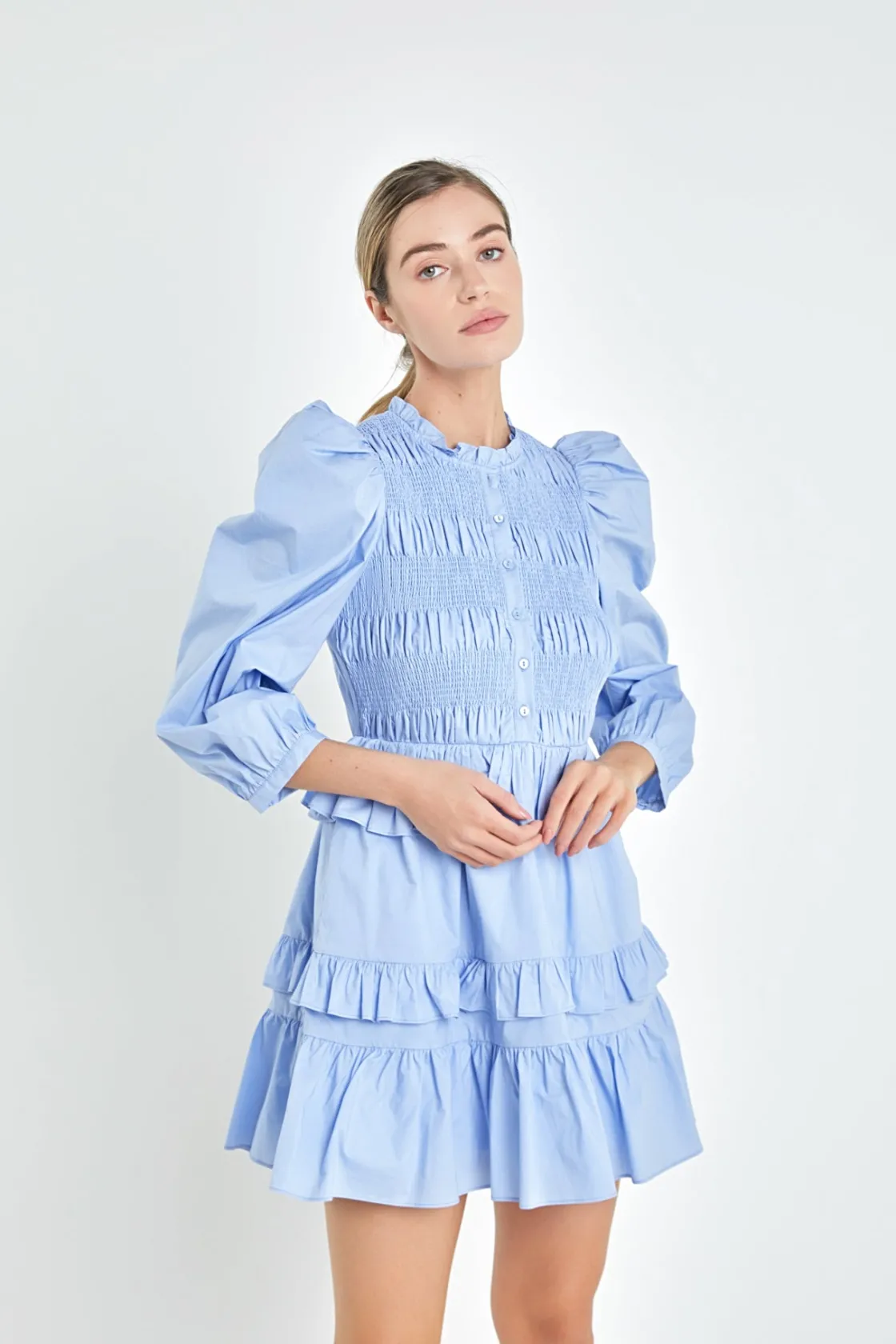 english_factory__smocking_18.webp ENGLISH FACTORY Tops*- Smocking Detail Mini Dress