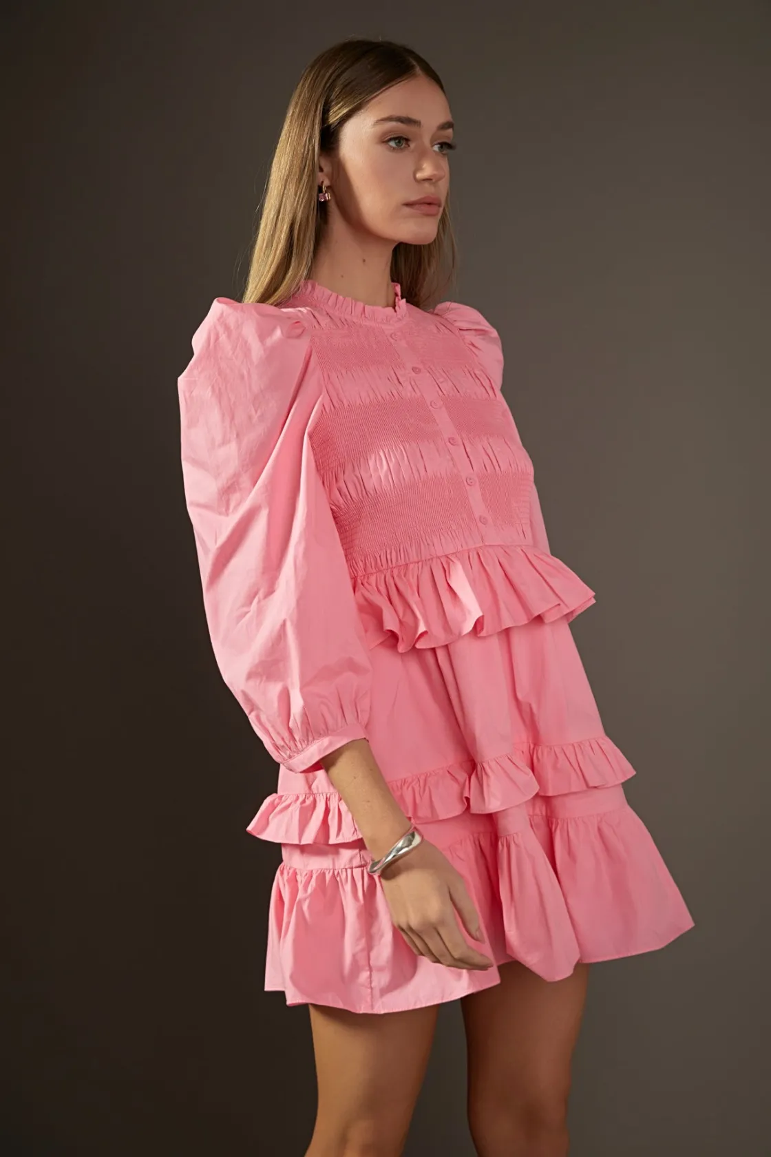 english_factory__smocking_3.webp ENGLISH FACTORY Tops*- Smocking Detail Mini Dress