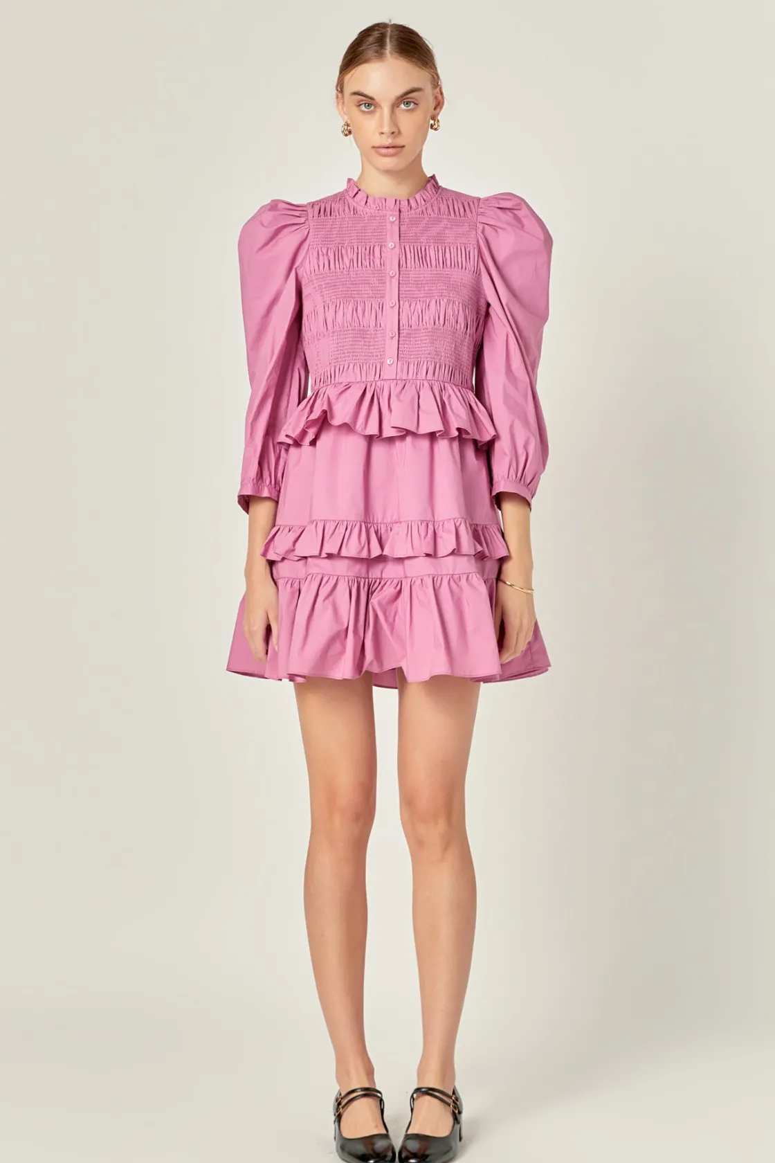 english_factory__smocking_4.webp ENGLISH FACTORY Tops*- Smocking Detail Mini Dress