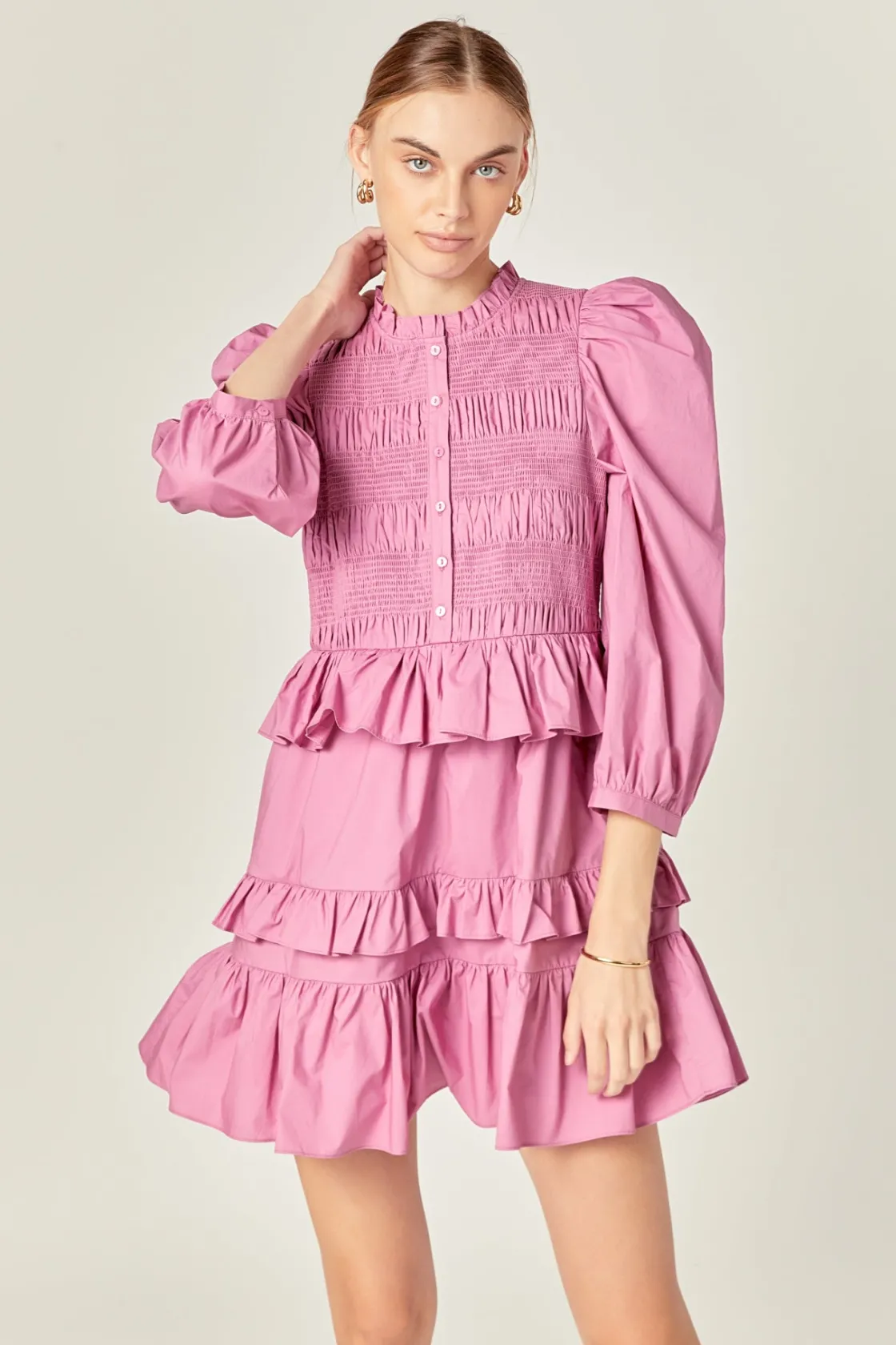 english_factory__smocking_8.webp ENGLISH FACTORY Tops*- Smocking Detail Mini Dress