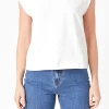 ENGLISH FACTORY Tops*- Solid Ribbed Cotton T-shirt