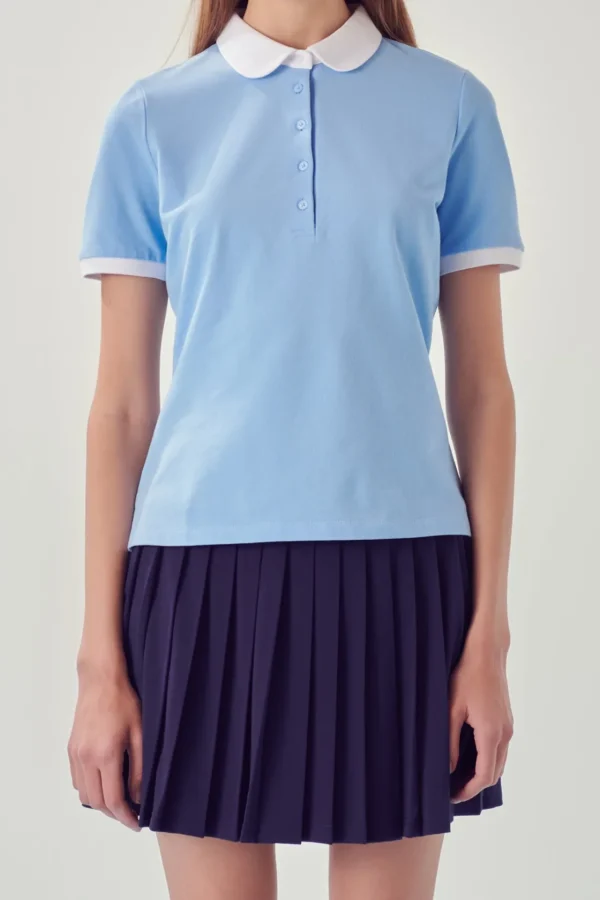 ENGLISH FACTORY Tops*- Sportswear Knit Polo Shirt POWDERBLUE