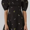 ENGLISH FACTORY Tops*- Square Neck Floral Embroidery Mini dress BLACKMULTI