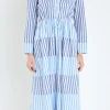 ENGLISH FACTORY Tops*- Stripe Block Maxi Dress BLUE