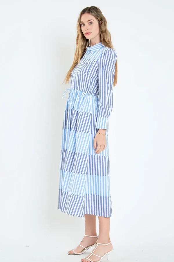 ENGLISH FACTORY Tops*- Stripe Block Maxi Dress BLUE
