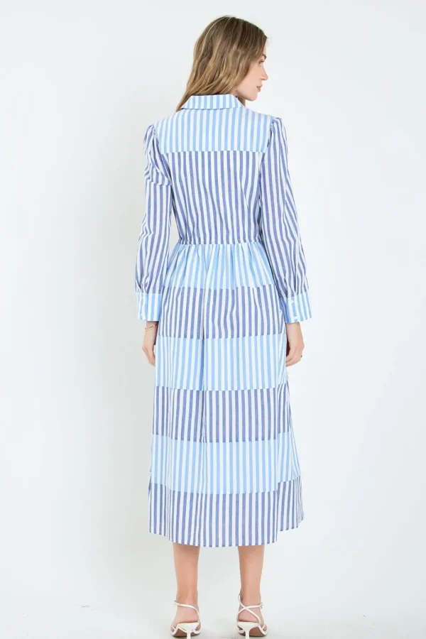 ENGLISH FACTORY Tops*- Stripe Block Maxi Dress BLUE