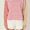 ENGLISH FACTORY Tops*- Stripe Color Block Sweatshirt REDMULTI