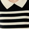 ENGLISH FACTORY Tops*- Stripe Collar Mini Dress BLACK/WHITE