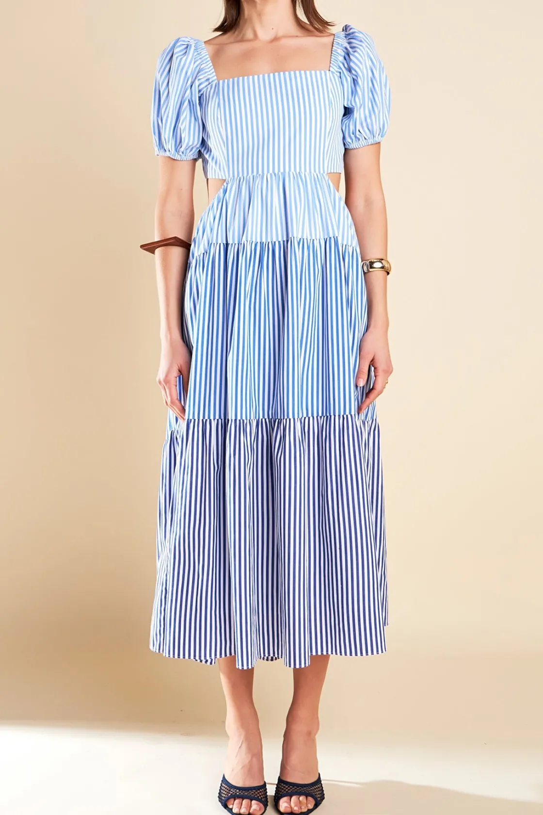 english_factory__stripe_c_0-2.webp ENGLISH FACTORY Tops*- Stripe Color Block Midi Dress BLUE