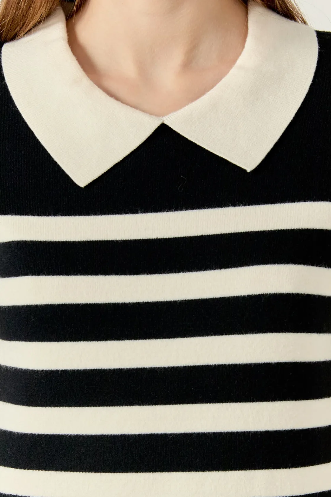 english_factory__stripe_c_0.webp ENGLISH FACTORY Tops*- Stripe Collar Mini Dress BLACK/WHITE