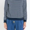 ENGLISH FACTORY Tops*- Stripe Drop Shoulder Sweatshirt NAVY/WHITE