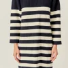 ENGLISH FACTORY Tops*- Stripe Knit Dress NAVY/OFFWHITE