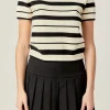 ENGLISH FACTORY Tops*- Stripe Knit WHITE/BLACK