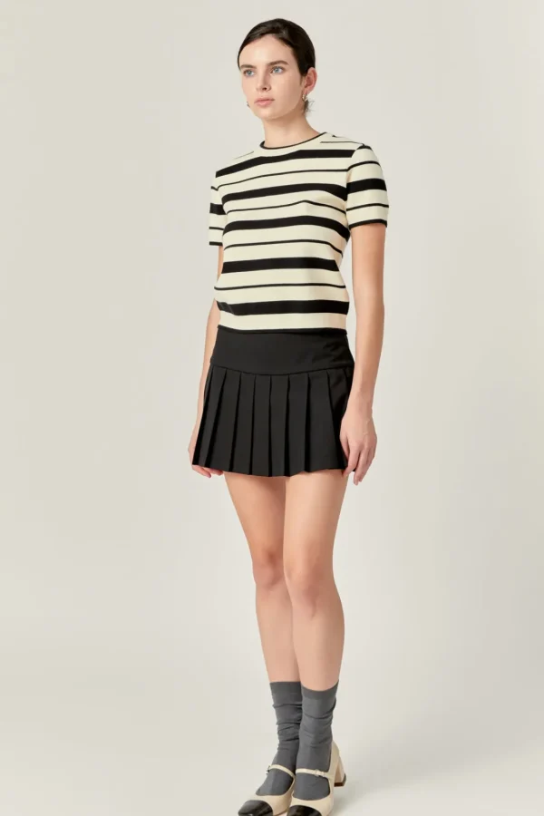 ENGLISH FACTORY Tops*- Stripe Knit WHITE/BLACK