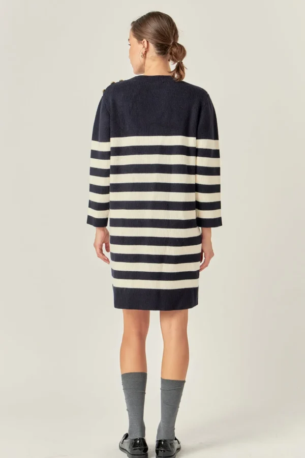 ENGLISH FACTORY Tops*- Stripe Knit Dress NAVY/OFFWHITE