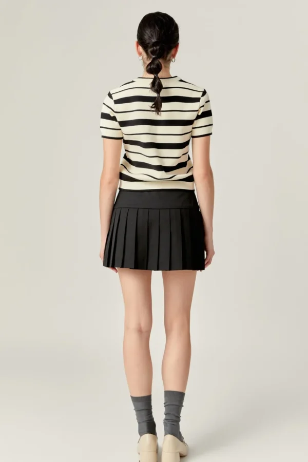 ENGLISH FACTORY Tops*- Stripe Knit WHITE/BLACK