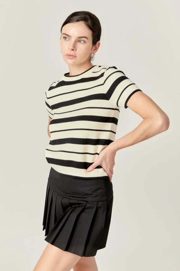 ENGLISH FACTORY Tops*- Stripe Knit WHITE/BLACK