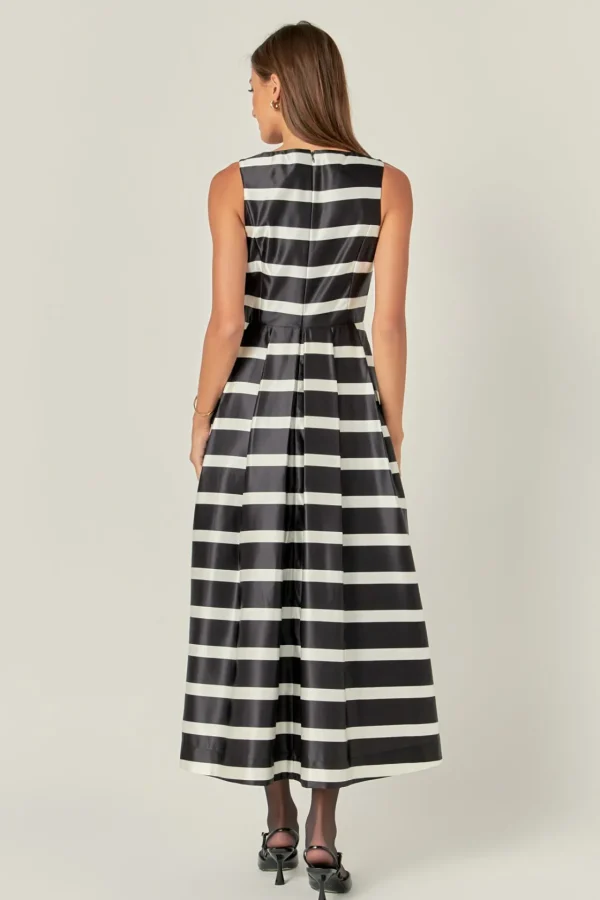 ENGLISH FACTORY Tops*- Stripe Midi Dress BLACK/WHITE