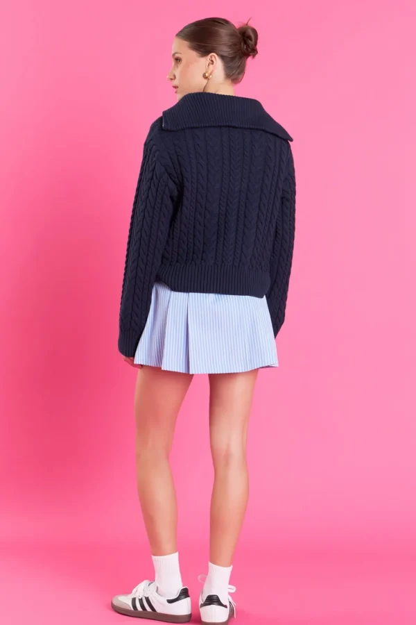ENGLISH FACTORY Tops*- Stripe Mini Pleated Skort POWDERBLUE/WHITE