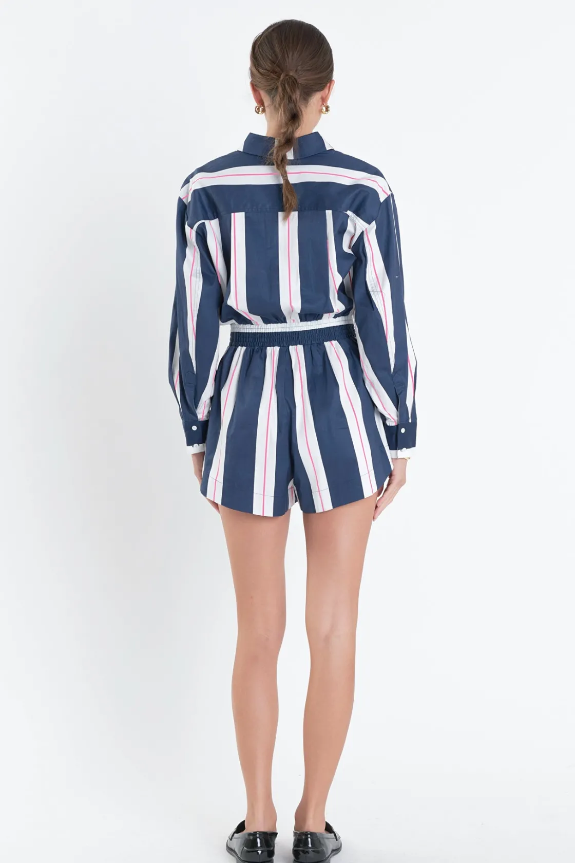 english_factory__stripe_r_2.webp ENGLISH FACTORY Tops*- Stripe Romper NAVY/WHITE