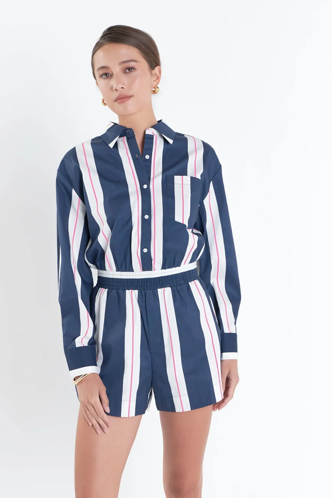 english_factory__stripe_r_3.webp ENGLISH FACTORY Tops*- Stripe Romper NAVY/WHITE
