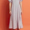 ENGLISH FACTORY Tops*- Stripe Shirt Midi Dress PINK/GREEN