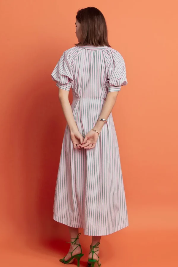 ENGLISH FACTORY Tops*- Stripe Shirt Midi Dress PINK/GREEN