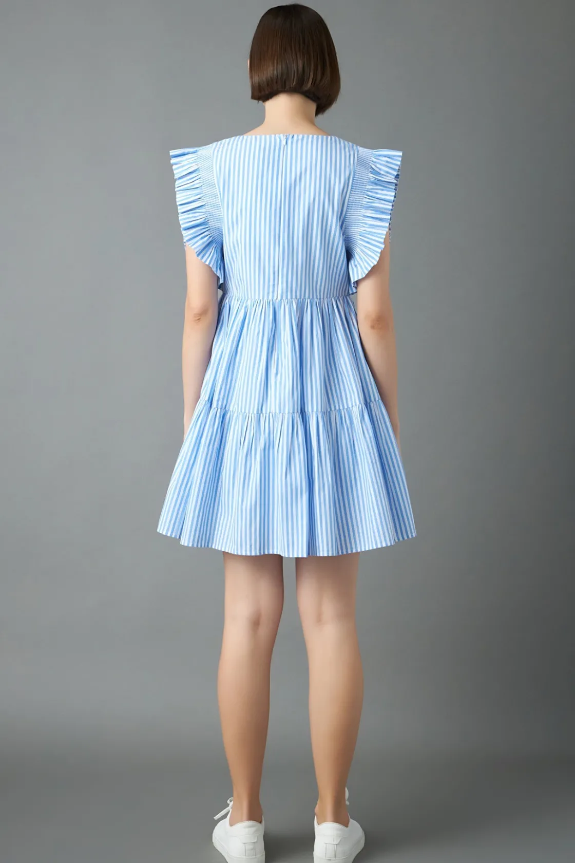 english_factory__stripe_s_2-2.webp ENGLISH FACTORY Tops*- Stripe Square Neckline Mini Dress BLUESTRIPE