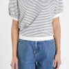 ENGLISH FACTORY Tops*- Stripe Terry Puff Sleeve Sweatshirt