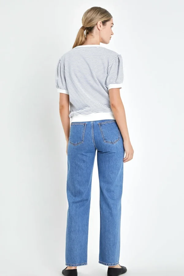 ENGLISH FACTORY Tops*- Stripe Terry Puff Sleeve Sweatshirt