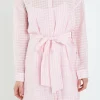 ENGLISH FACTORY Tops*- Striped Belted Tunic Shirt Dress PINK