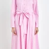 ENGLISH FACTORY Tops*- Striped Shirt Maxi Dress PINK